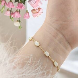 Kendra Scott Emilie Gold Chain Bracelet in Iridescent Drusy